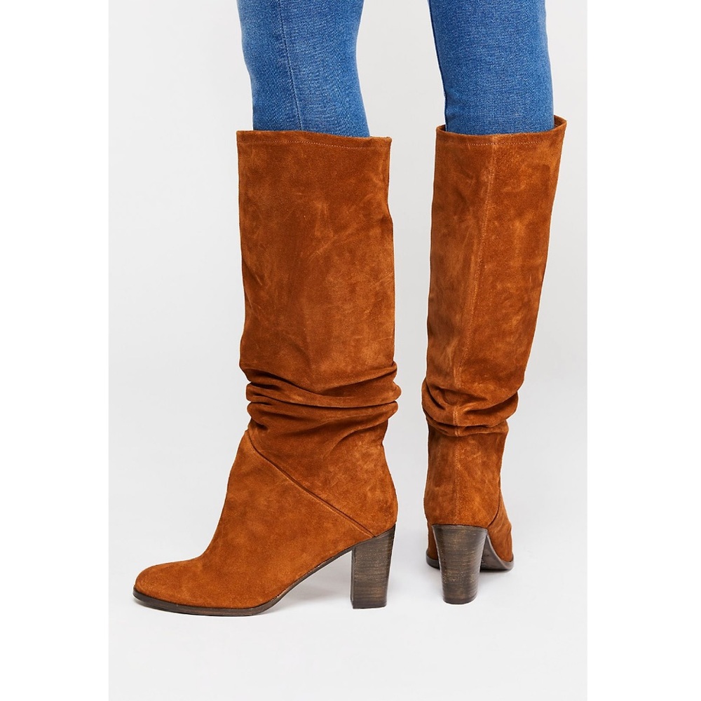 Free People Ruched Leather Tall Boot FP Collection - Picture 4 of 4
